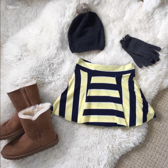 Shawn Yellow and Blue Striped Mini Skirt Small New - Picture 7 of 9